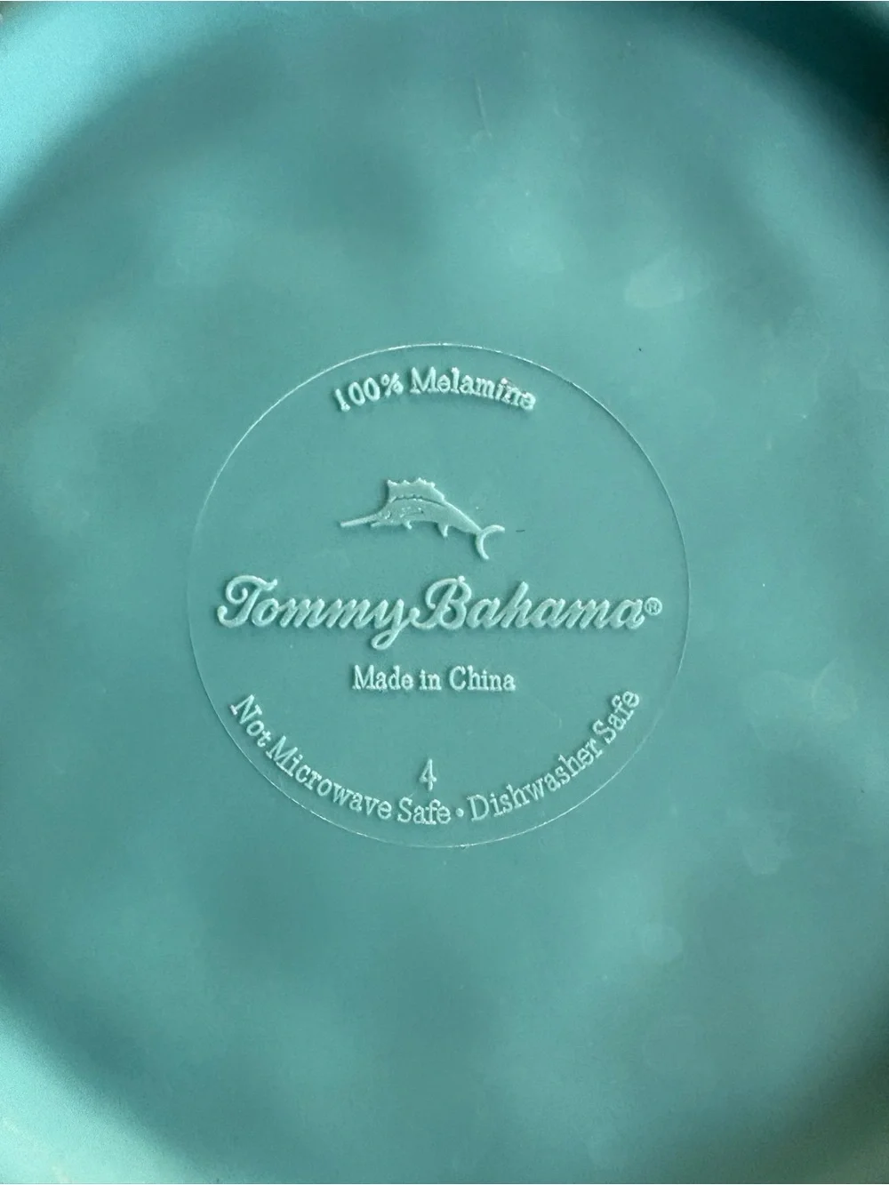Tommy Bahama Set of 4 Turquoise Melamine Bowls 6.5” Beaded Rim Outdoor